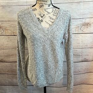 Elliott Lauren V-neck Sweater Metallic Lightweight Size XS Nubby Fabric